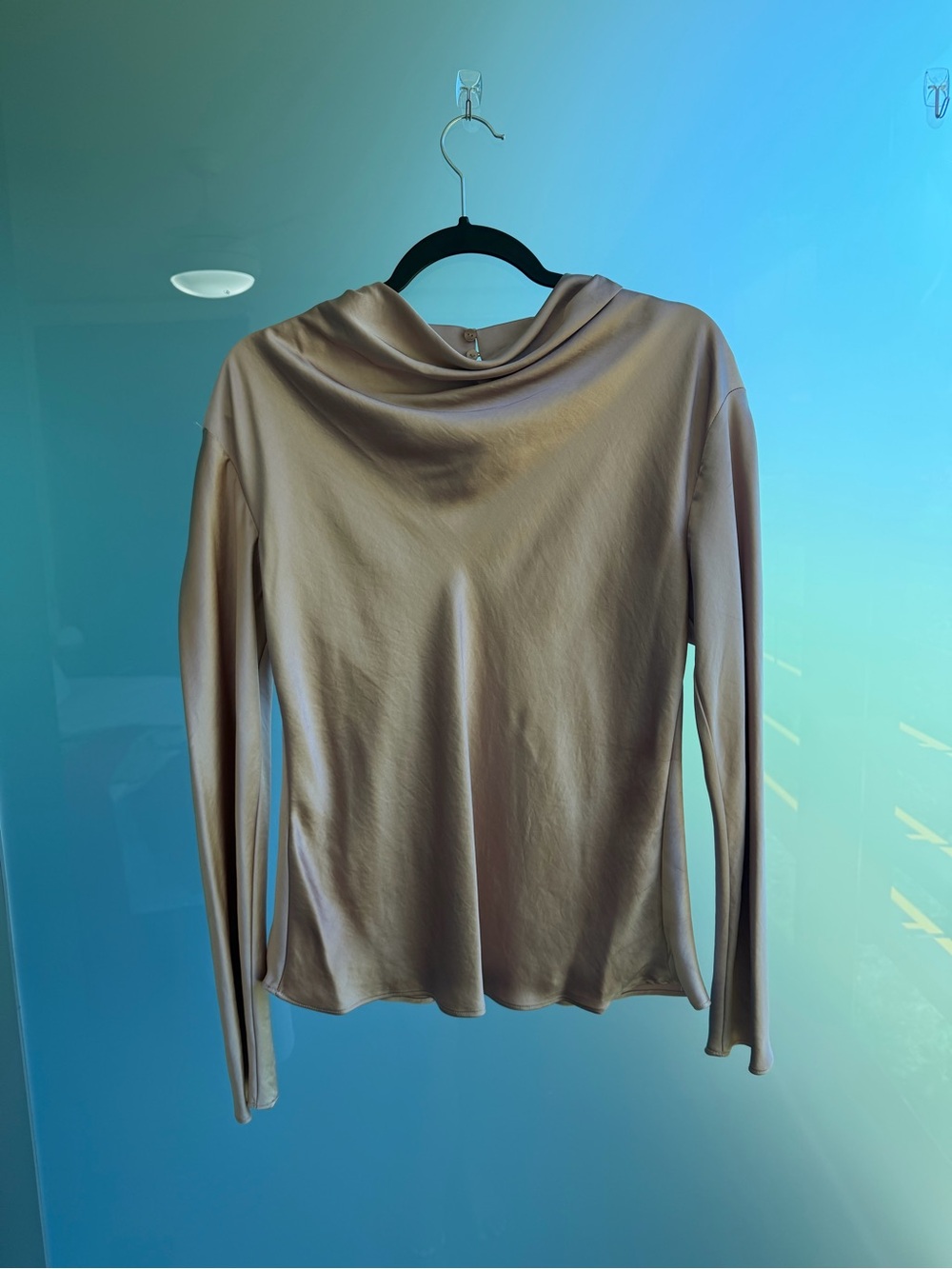 MANGO Gold Satin Long Sleeve Blouse - Picture 2 of 4